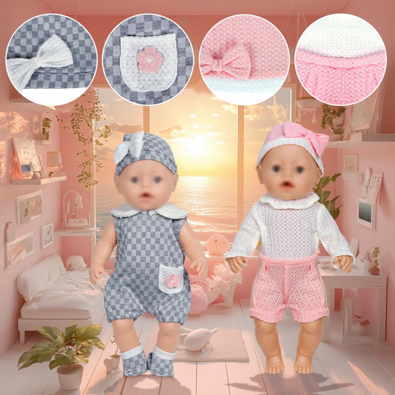 ARTST Doll Clothes 14-18 inch Baby Doll Clothes Accessories Dress with Hats Socks Outfits Fits for 43cm New Born Baby Dolls/15 inch Bitty Baby Doll/ 18 Inch Doll(7 Set ) - Image 4